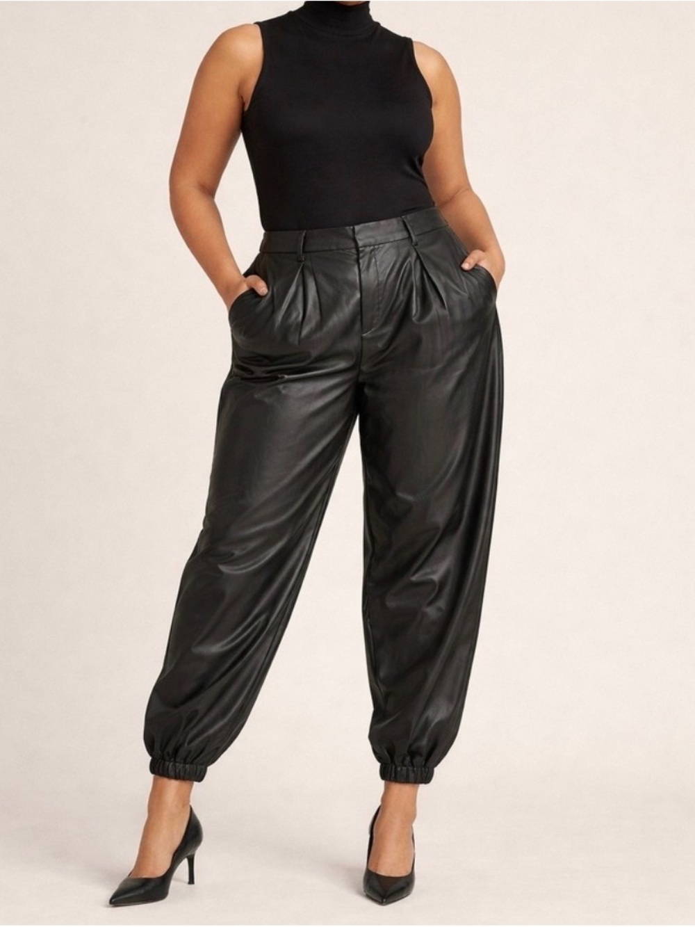 Banana Republic Black Faux Leather Jogger Pants